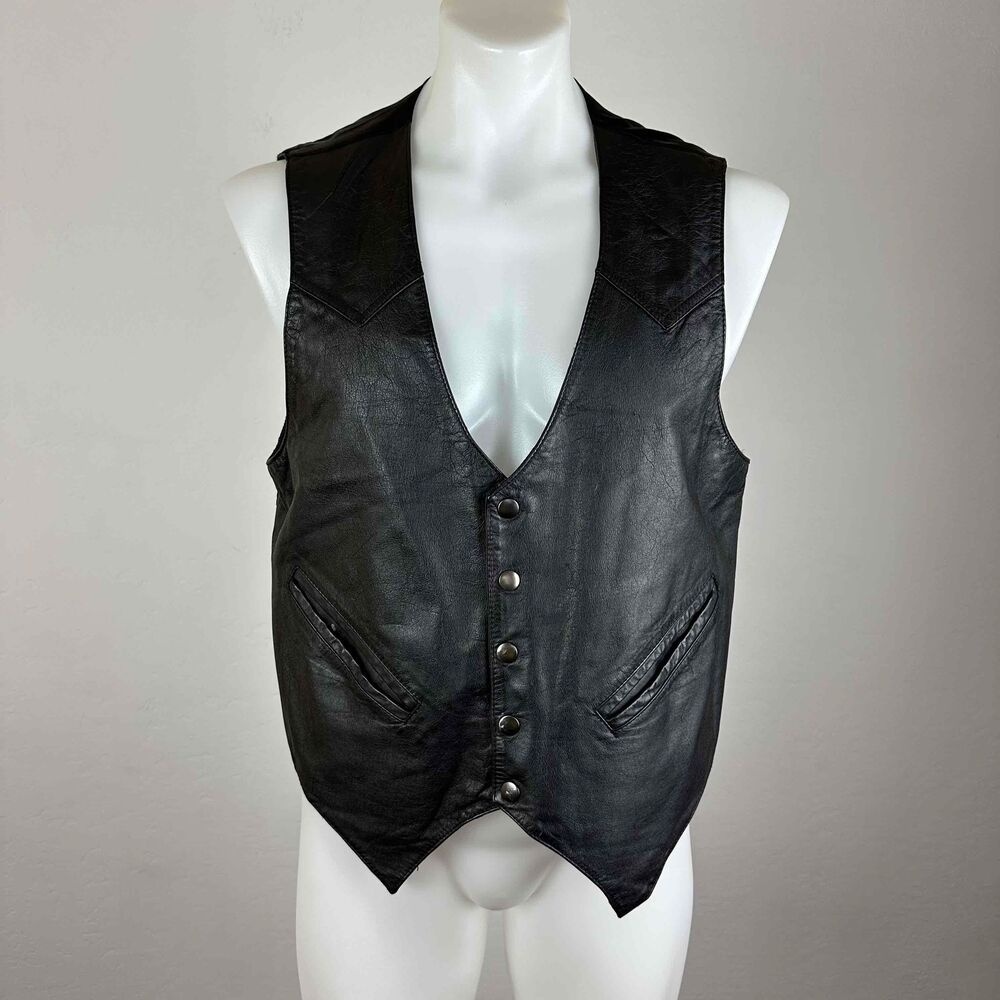 Western Frontier Leather Biker Vest Size Large